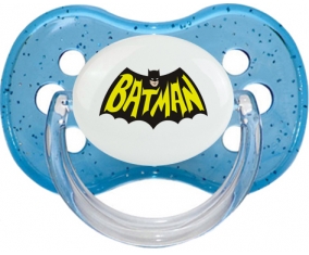 Batman logo design-3 : Bleu à paillette Tétine embout cerise