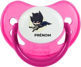 Batman kids logo design-1 avec prénom : Rose phosphorescente Tétine embout physiologique