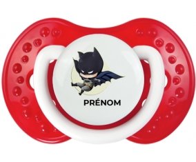 Batman kids logo design-1 avec prénom : Blanc-rouge classique Tétine embout Lovi Dynamic