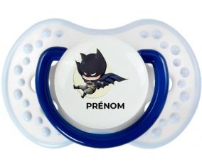 Batman kids logo design-1 avec prénom : Marine-blanc-bleu classique Tétine embout Lovi Dynamic