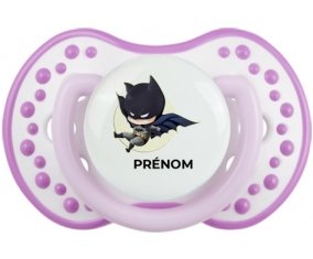 Batman kids logo design-1 avec prénom : Blanc-mauve classique Tétine embout Lovi Dynamic