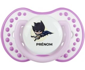 Batman kids logo design-1 avec prénom : Blanc-mauve classique Tétine embout Lovi Dynamic