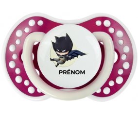 Batman kids logo design-1 avec prénom : Fuchsia phosphorescente Tétine embout Lovi Dynamic