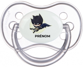 Batman kids logo design-1 avec prénom : Transparente classique Tétine embout anatomique
