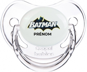Batman logo design-2 avec prénom : Transparent classique Tétine embout physiologique