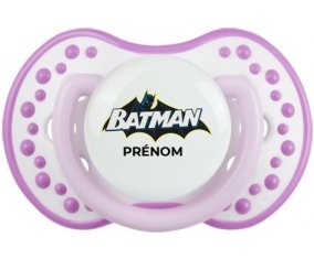 Batman logo design-2 avec prénom : Blanc-mauve classique Tétine embout Lovi Dynamic