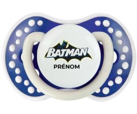 Batman logo design-2 avec prénom : Bleu-marine phosphorescente Tétine embout Lovi Dynamic