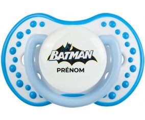 Batman logo design-2 avec prénom : Blanc-bleu phosphorescente Tétine embout Lovi Dynamic