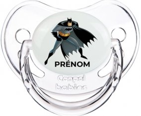 Batman avec prénom : Transparent classique Tétine embout physiologique