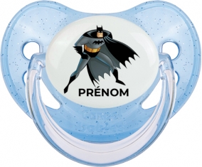 Batman avec prénom : Bleue à paillette Tétine embout physiologique