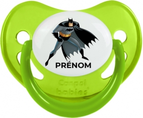 Batman avec prénom : Vert phosphorescente Tétine embout physiologique