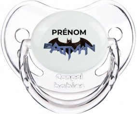 Batman logo design-3 avec prénom : Transparent classique Tétine embout physiologique