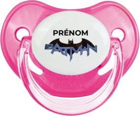 Batman logo design-3 avec prénom : Rose classique Tétine embout physiologique
