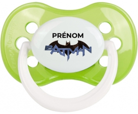 Batman logo design-3 avec prénom : Vert classique Tétine embout anatomique