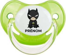 Batman kids logo design-2 avec prénom : Vert classique Tétine embout physiologique