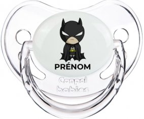 Batman kids logo design-2 avec prénom : Transparent classique Tétine embout physiologique