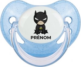 Batman kids logo design-2 avec prénom : Bleue à paillette Tétine embout physiologique