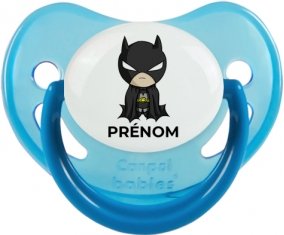 Batman kids logo design-2 avec prénom : Bleue phosphorescente Tétine embout physiologique