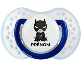 Batman kids logo design-2 avec prénom : Marine-blanc-bleu classique Tétine embout Lovi Dynamic