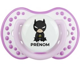 Batman kids logo design-2 avec prénom : Blanc-mauve classique Tétine embout Lovi Dynamic