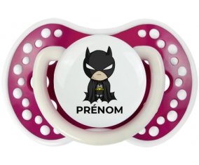 Batman kids logo design-2 avec prénom : Fuchsia phosphorescente Tétine embout Lovi Dynamic