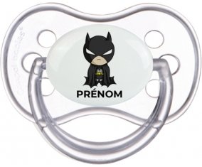 Batman kids logo design-2 avec prénom : Transparente classique Tétine embout anatomique