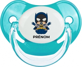 Batman kids logo design-3 avec prénom : Bleue classique Tétine embout physiologique