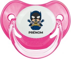 Batman kids logo design-3 avec prénom : Rose classique Tétine embout physiologique