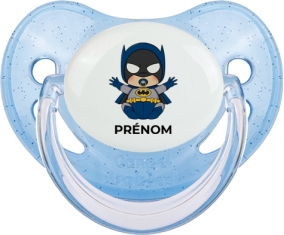 Batman kids logo design-3 avec prénom : Bleue à paillette Tétine embout physiologique