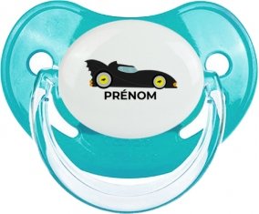 Batmobile design-2 avec prénom : Bleue classique Tétine embout physiologique