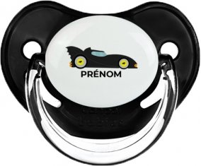 Batmobile design-2 avec prénom : Noir classique Tétine embout physiologique