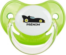 Batmobile design-2 avec prénom : Vert classique Tétine embout physiologique