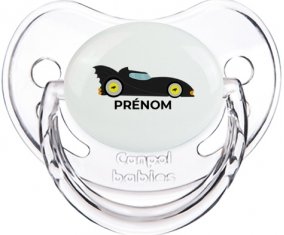 Batmobile design-2 avec prénom : Transparent classique Tétine embout physiologique