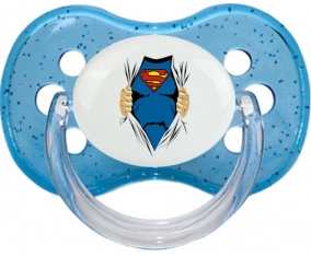 Superman design-1 : Bleu à paillette Tétine embout cerise