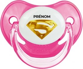 Logo Superman doré avec prénom : Rose classique Tétine embout physiologique