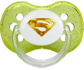 Logo Superman doré : Vert à paillette Tétine embout cerise