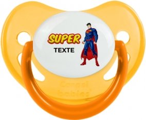 Superman avec texte : Jaune phosphorescente Tétine embout physiologique
