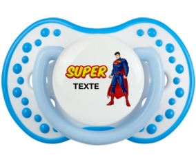 Superman avec texte : Blanc-bleu phosphorescente Tétine embout Lovi Dynamic