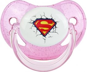 Logo Superman casse le mur : Rose à paillette Tétine embout physiologique