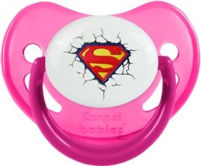 Logo Superman casse le mur : Rose phosphorescente Tétine embout physiologique