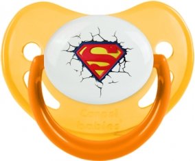 Logo Superman casse le mur : Jaune phosphorescente Tétine embout physiologique