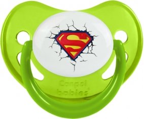Logo Superman casse le mur : Vert phosphorescente Tétine embout physiologique