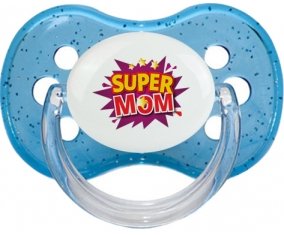 Super MOM : Bleu à paillette Tétine embout cerise