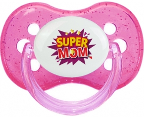 Super MOM : Rose à paillette Tétine embout cerise
