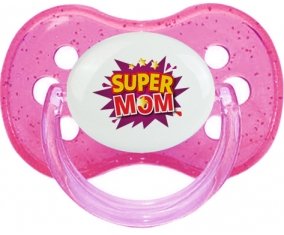 Super MOM : Rose à paillette Tétine embout cerise