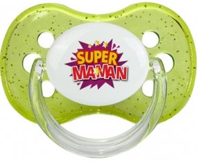Super maman : Vert à paillette Tétine embout cerise