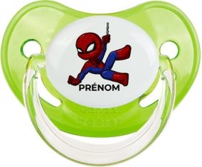 Spiderman kids design-1 avec prénom : Vert classique Tétine embout physiologique