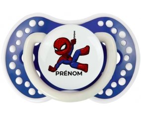Spiderman kids design-1 avec prénom : Bleu-marine phosphorescente Tétine embout Lovi Dynamic