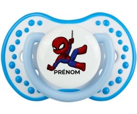 Spiderman kids design-1 avec prénom : Blanc-bleu phosphorescente Tétine embout Lovi Dynamic