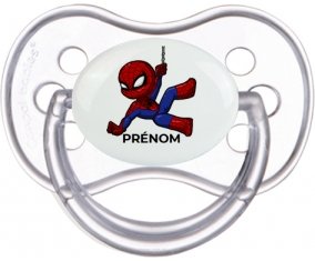 Spiderman kids design-1 avec prénom : Transparente classique Tétine embout anatomique